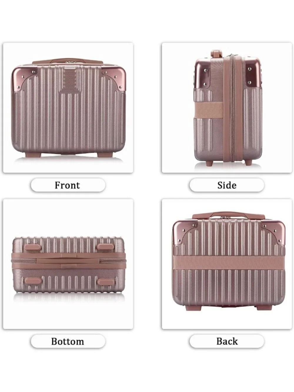 Portable Hard Shell Cosmetic Travel Case - Mini Makeup Suitcase with Elastic